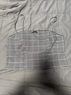 wild fable Gray Plaid Cropped Cami Top with Thin Straps